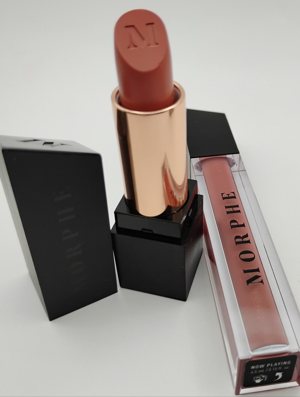 Morphe Warm Lipstick In Single AF & Matching Liquid Lip Gloss In Now Playing - Picture 2 of 3